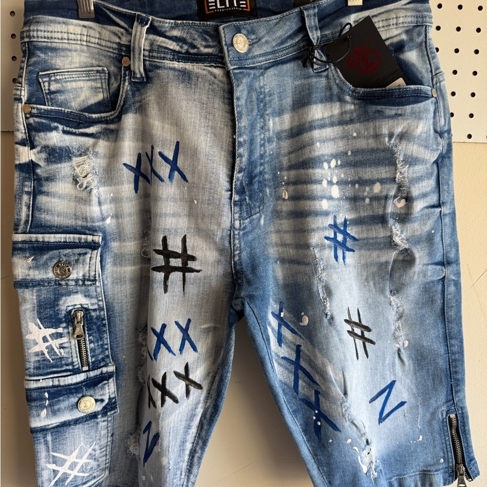 Distressed Blue Denim Shorts